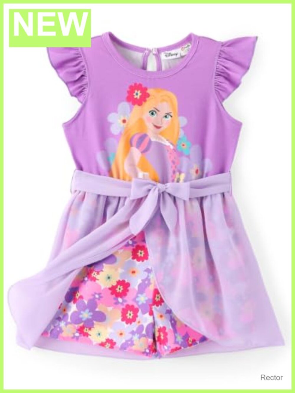 Disney Princess Toddler Girl Romper Tulle Skirt Overlay Ruffle Sleeve Jumpsuit